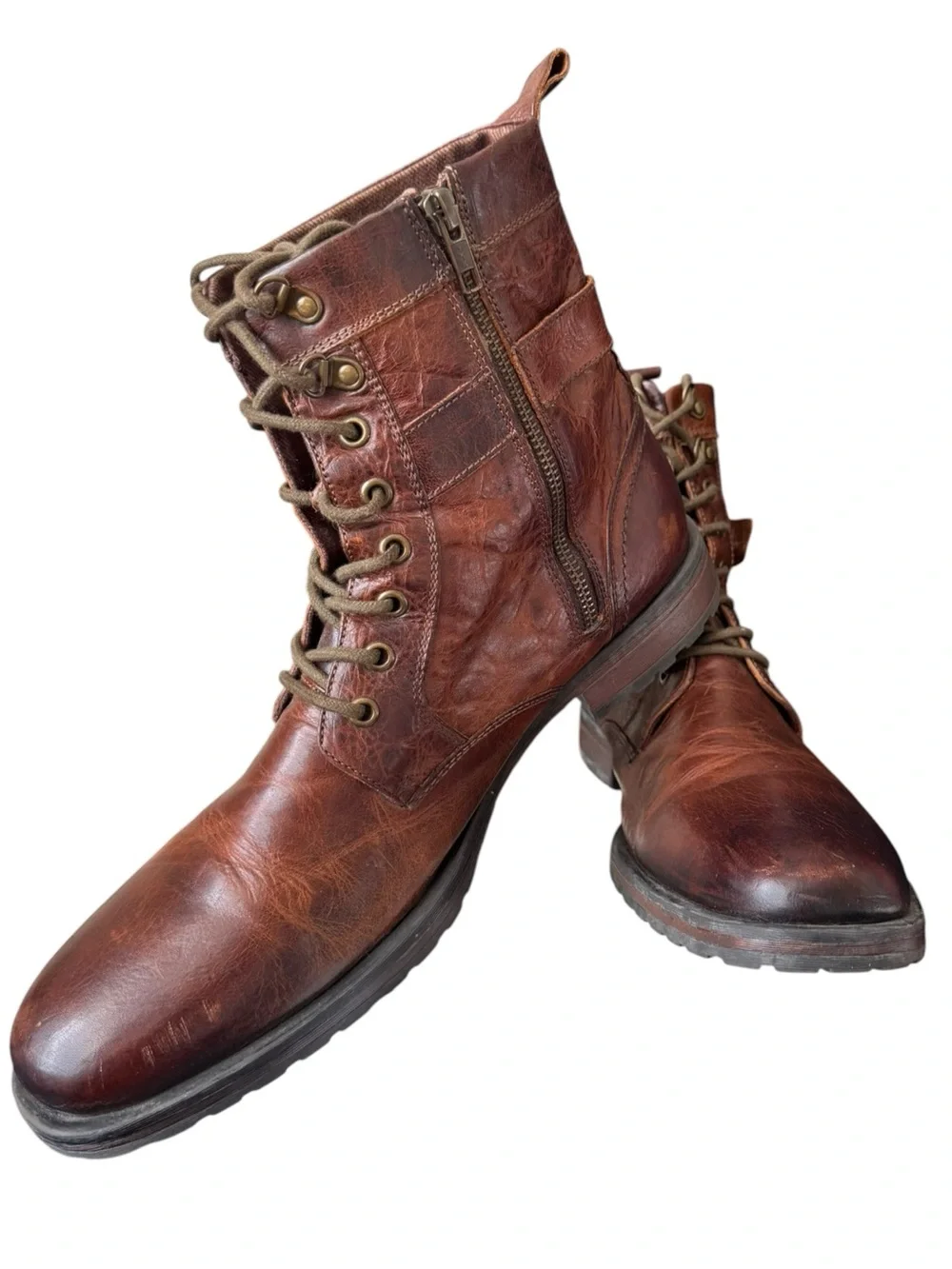 Aston Grey Rockcastle 2 Brown Leather Combat Moto Boots Size 12